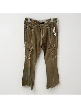 True Religion Green Baggy Cargo Becca Pants Women's Size 31 NWT